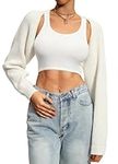 Navneet Women Knit Shrugs Long Sleeve Bolero Cardigans Cropped Arm Sleeves Shawl Shrug Sweater Going Out A1 White Knit Long Sleeve Shrug S