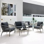 OUTLIVING Braid & Rope Patio 4 Seater Sofa Set with Centre Table for Outdoor Garden Balcony (Grey)