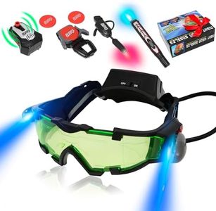 Kids Night Vision Goggles Spy Kit, 5 Pcs Spy Gear Toys Set, Cool Night Mission Goggles with Flip-Out Light/ Invisible Ink Pen/ Ear Light/ Motion Alarm/ Frisbee Shooter, Gifts for Kids 5-12 Boys Girls