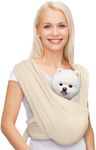 AnccoPlus Dog Carriers for Small Dogs, Front Facing Dog Sling Carrier, Hands Free Cat Carrier, Size Adjustable, Reducing Back Pain, Premium Cotton, Safe and Soft Dog Carrier (Plus, Beige)