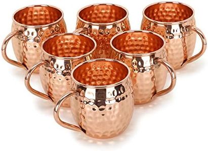 Zap Impex, Tazza in rame puro martellato per Moscow Mule, senza rivestimento, ideale per tutte le bevande fredde, per bar o da usare in casa, set regalo da 6 pezzi