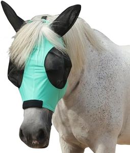 Gallopoff Horse Fly Mask with Ears - Large Eye Space for Full Vision, Breathable Stretch Comfort Fit, UV Protection, Forelock Opening, Easy Pull-On Green Pony