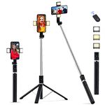 ZINUU Selfie Stick Phone Tripod - 165CM Extendable Tall Tripod Stand with Wireless Remote LED Fill Lights Smartphone Tripod Holder for Gopro iPhone Samsung Huawei