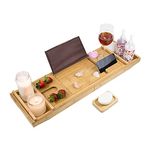 SaverState Luxury Bathtub Caddy Tray, One or Two Person Bath and Bed Tray, Bonus Free Soap Holder