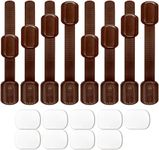 Child Safety Locks, ALBOYI 8-Pack Brown Baby Proofing Cupboard Lock Adjustable Size Adhesive Lock for Cabinets/Drawers/Appliances/Toilet Seat/Refrigerator/Oven, Free 9 Extra 3M Adhesive Pads