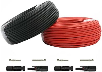 DIGISHUO 20M 6mm²/10 AWG Solar Extension Cable with Female and Male Connector | Solar Panel Extension Cable Wire Adapter Kit | 1 Pair Red and Black