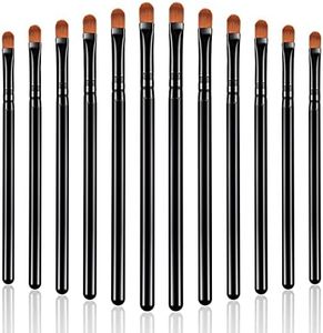 12 Pieces Small Concealer Brush Bulk Flat Lip Concealer Brush Under Eye Synthetic Fiber Makeup Eyebrow Foundation Brush for Concealing Blending Setting Buffing Makeup (Black)