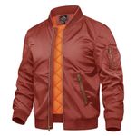 TACVASEN Men's Full Zip Up Winter Warm Fleece Jacket Casual Coat With Zipper Pockets Orange Red, XL