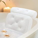 Bath Pillow for Bathroom,Bathtub Spa Pillow with 4D Air Mesh Technology and 7 Suction Cups,Support Headrest,Back,Shoulder and Neck Cushion,All Bathtub, Hot Tub and Home Spa,Extra Thick,Quick Dry,Soft