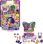 Polly Pocket Compact Playset, Backyard Butterfly with 2 Micro Dolls & Accessories, Travel Toys with Surprise Reveals