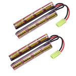 2pack 9.6V NiMH Airsoft Battery 1600mAh NiMH Battery Pack with Mini Tamiya Connector for M4, G36C, MP5, MP249, M110, SR25, M240B, G36, M14, RPK, PKM, L85, AUG, G3