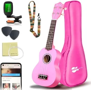 Everjoys Soprano Ukulele Beginner Pack-21 Inch w/Free Online Lesson Gig Bag Fast Learn Songbook Digital Tuner Pick All in One Kit
