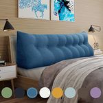 WOWMAX Large Bolster Triangular Positioning Support Reading Backrest Wedge Pillow Headboard Pillow for Day Bed Bunk Bed with Removable Cover, Gifts for Mom Blue King