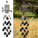 VP Home 30" H Black Tribal Owl Wind Chimes for Decoration, Unique Tribal Owl Windchimes Best for Outdoor Decoration Garden Decor, Yard Decor Chimes Gift for Women, Mom, Grandma, Unisex