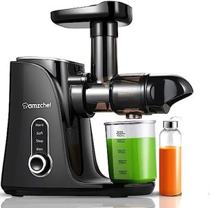 AMZCHEF Cold Press Juicer - 90% Juicing Rate - Masticating Juicer Whole Fruit and Vegetable - Slow Juicer with 2 Speed Modes - Juicer Machine with Reverse Function for Smoother Juicing - Black