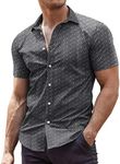 COOFANDY Men's Muscle Fit Dress Shirts Wrinkle-Free Short Sleeve Casual Button Down Shirt