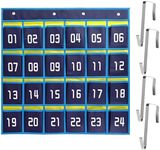 Numbered Pocket Chart, 24 Pockets Classroom Phone Storage with Hooks Hanging Organiser Over The Door Classroom Storage Bag Phone Holder Hanging Organizer with Numbers