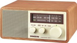 Sangean WR-11 Wood Cabinet AM/FM Table Top Analog Radio, Walnut