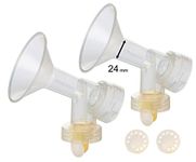 One-Piece Breastshield w/ Valve, Membrane for Medela Breast Pumps (Pump in Style, Lactina, Symphony), 24 mm Standard breastshields; Replacement of Medela PersonalFit Breastshield (Medium 24 mm, Standard) & Personal Fit Connector; Can be used with Simple Wishes Bra and Sanitized by Medela Micro-Steam Bag; Made by Maymom