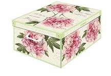 LAVATELLI Collection Peonie, Decorative, Cardboard lids and Handles, Clothes, Toy Baskets, Storage, Blanket Box, Large, Peonies