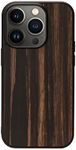 Woodman I23631i14P iPhone 14 Pro Back Cover, Natural Wood Case, Hybrid of TPU and Polycarbonate Material, Easy to Put On and Take Off, Strap Hole, Wireless Charging, Apple iPhone Back Cover