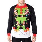 NOROZE Men's LED Christmas Jumper Unisex Gift Tree Elf Santa Xmas Sweater Pullover Top (XL, Elf Light Plug Black)