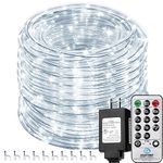 Solhice 75 ft LED Rope Lights Outdoor with Remote Control, 280 LEDs Waterproof Dimmable Cool White Tube Lights Plug in with Timer for Bedroom, Deck, Indoor Decor (Not Connectable)