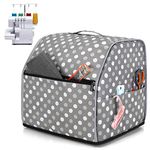 Luxja Serger Cover for Most Standard Overlock Machines, Serger Cover with Accessories Storage Pockets (Patented Design), Gray Dots