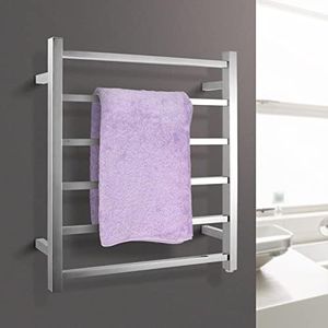 ACA Trading SAA Heated Towel Rack Wall Mounted Electric Towel Warmer Stainless Steel Heated Towel Rail Bathroom Towel Clothes Dryer Holder Waterproof Switch IP55 6 Rungs Square (Chrome)