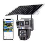 Maizic Smarthome Shark Solar WiFi CCTV Camera | 12MP Dual Lens with 3-Screen View | 8000mAh Battery | IP66 Waterproof | PIR Human Detection | Solar Powered Camera for Farms & Agriculture