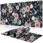 Colorful Flowers and Birds Desk Mat,Large Spring Floral Bird Gaming Keyboard Mouse Pad,Non-Slip Rubber Base Desk Pad Thick Stitched Edges Waterproof Mousepad Mouse Mat 31.5"x11.8"