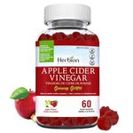 Herbion Naturals Apple Cider Vinegar Gummy with Folic Acid, Pomegranate, Beetroot & vitamin B12, source of Antioxidants to maintain Good Health & Metabolism, 60 Pectin Gummies for Adults, Apple Flavour