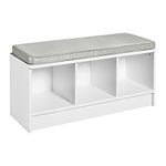 ClosetMaid 1631 Cubeicals 3-Cube Storage Bench with Gray Cushion, White