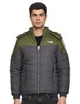 Qube By Fort Collins Men's Nylon Solid Short Length Jacket (430221Az_Grey/Olive_L_Grey, Olive_Large)