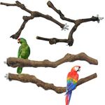 Allazone 4 PCS Bird Perch Natural Grape Stick Bird Standing Stick Swing Chewing Bird Toys Natural Grapevine Bird Cage Perch For Parrot Cages Toy for Cockatiels, Parakeets, Finches