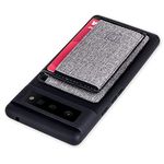 Dockem Flip Wallet Case for Pixel 6 with Removable Minimalist Flap Wallet for 4-5 Cards & Metal Plate for Magnetic Mounting: Liquid Silicone Shell [Black/Grey]