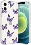 Idocolors Cute Purple Case for iPhone 6/iPhone 6s,Clear Soft Bumper TPU Ultra Slim Shockproof Girly Purple Butterfly Protective Cover Cases for Kids Teens Woman Girls Boys