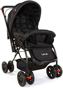 LuvLap Starshine Baby Stroller/Pram for 0 to 3 Years, New Born/Toddler/Kid, Lightweight, Adjustable backrest, 360° Swivel Wheel, Large Storage Basket, Reversible Handlebar (Black)