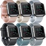 6 Pack Sport Bands Compatible with Fitbit Blaze Bands for Women Men, Replacement Soft Silicone Wristbands Compatible for Fitbit Blaze Rose Gold, Silver, Gold, Black, Gray, Slate, Small