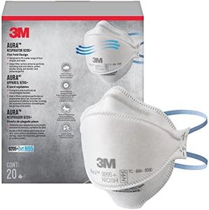 3M Aura Particulate N95 Respirator 9205+, Flat Fold Lightweight Design, Non-Valved, 20 Count (Pack of 1)