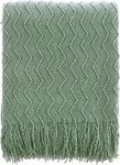 BATTILO HOME Sage Green Throw Blanket for Sofa Couch Office Living Room Home Décor Lightweight Textured Soft Cozy Knit Throw with Tassels Suitable All Seasons 50"x60"