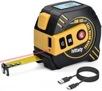 hittaty 2 in 1 Laser Tape Measure, 197 ft Laser Measuring Tool & 16 ft Measuring Tape Self-Locking with Type-C Charging, Measuring Pythagorean, Area, Volume, M/in/Ft Unit Switch (60M)