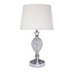 Lighting Supermarket Hannah Luxury Elegant Chrome & Crystal Table Lamp with Ivory Pleated Shade