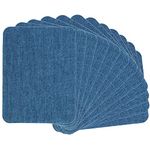 GYGYL 12 Pieces Premium Quality Denim Iron-on Jean Patches, Inside & Outside Strongest Glue 100% Cotton of Blue Repair Decorating Kit, Size 3" by 4-1/4" (7.5 cm x 10.5 cm)