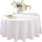 Craft and Party Round Tablecloth, 120 Inch White Tablecloth, Polyester Fabric Washable Table Cloth for Home, Party, Wedding or Restaurant Use.