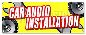 CAR Audio Installation Banner Sign Stereo Speakers Repair amps auto