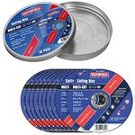 Faithfull FAI11510MUL Extra Thin (1 mm) Fast Cut Cutting Discs 115 mm x 1 mm x 22 mm (4.5 Inch) 10 Pack with Storage Tin