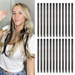 Dreamlover Black Hair Extensions, Black Hair Pieces for Women, Kids Hair Extensions Clip in with Tinsel, 24 Pieces