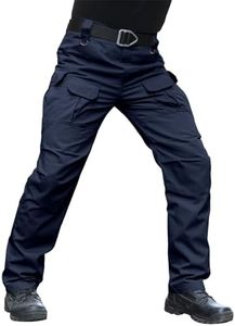 Hiwise Men's Stretch Tactical Pants Water Resistant Ripstop Cargo Pants Outdoor Lightweight EDC Work Hiking Pants (Navy Blue, 38WX34L)