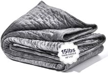 Gravity Weighted Blankets for Adults, 15lbs Grey (48" x 72", Twin/Single) - Heavy Comfort Cotton Blanket with Glass Beads - Utra-Soft Premium Breathable Microfiber Duvet Cover - Machine Washable